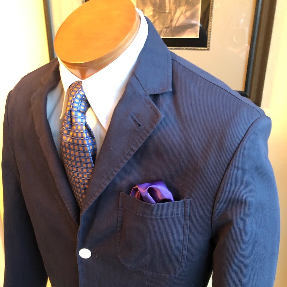 Brooksfield Italian Cotton Navy 3 Button Blazer 40
